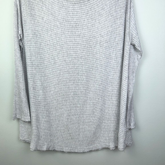 We the Free People Lover Rib Knit Split Back Pullover Gray Sweater Lightweight L - Picture 5 of 15